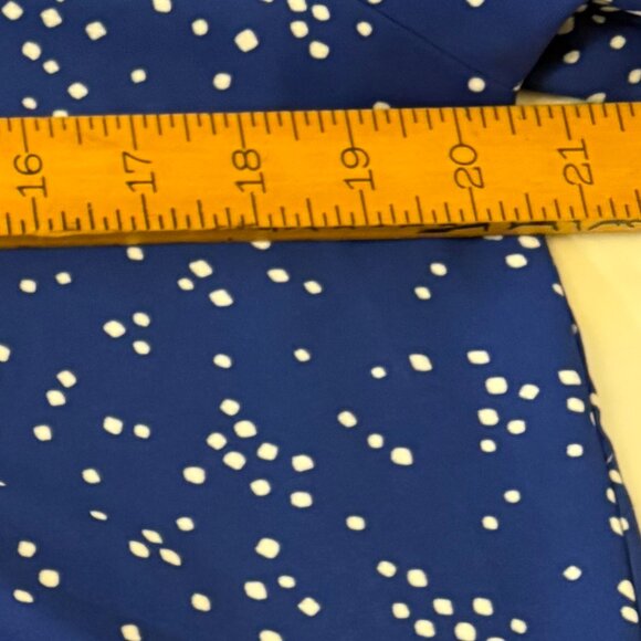 West Kei Royal Blue and White Dotted Blouse with Three-Quarter Sleeves, Medium - Picture 7 of 9
